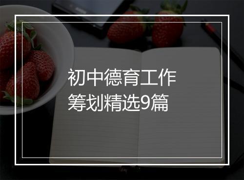 初中德育工作筹划精选9篇