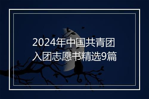 2024年中国共青团入团志愿书精选9篇