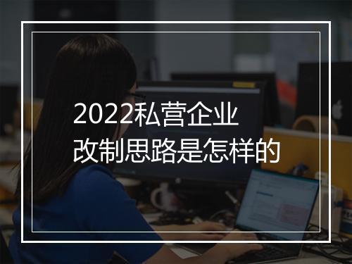 2022私营企业改制思路是怎样的