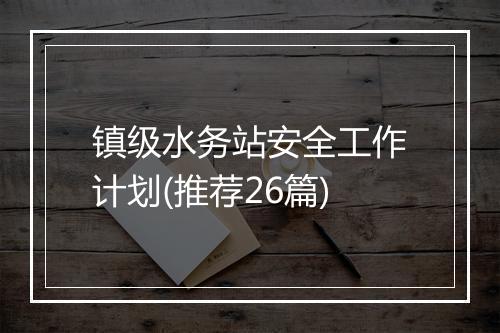 镇级水务站安全工作计划(推荐26篇)