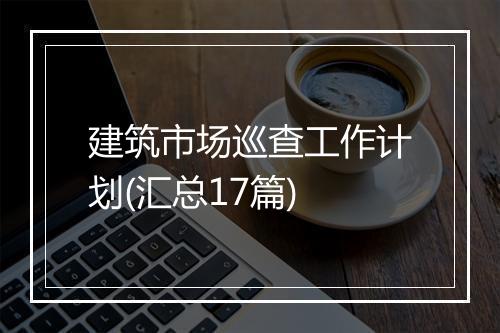 建筑市场巡查工作计划(汇总17篇)