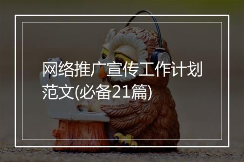 网络推广宣传工作计划范文(必备21篇)