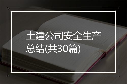 土建公司安全生产总结(共30篇)