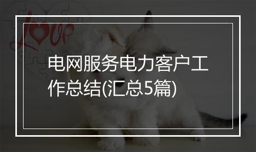 电网服务电力客户工作总结(汇总5篇)