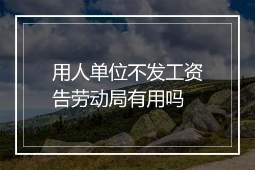 用人单位不发工资告劳动局有用吗