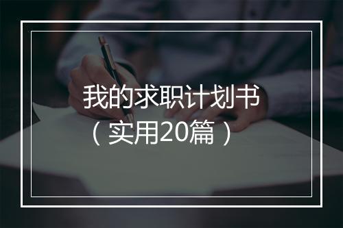 我的求职计划书（实用20篇）