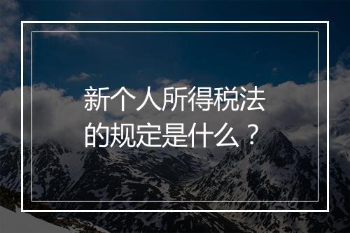 新个人所得税法的规定是什么？