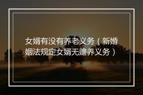 女婿有没有养老义务（新婚姻法规定女婿无赡养义务）