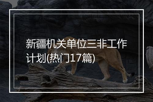 新疆机关单位三非工作计划(热门17篇)