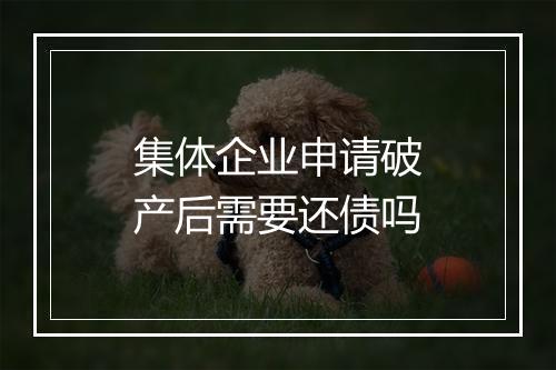 集体企业申请破产后需要还债吗