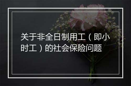 关于非全日制用工（即小时工）的社会保险问题