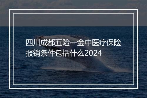 四川成都五险一金中医疗保险报销条件包括什么2024