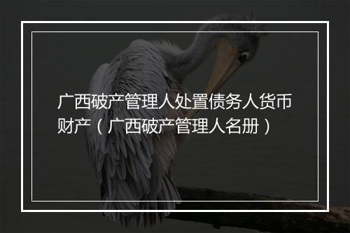 广西破产管理人处置债务人货币财产（广西破产管理人名册）