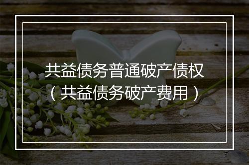 共益债务普通破产债权（共益债务破产费用）