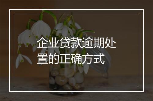 企业贷款逾期处置的正确方式