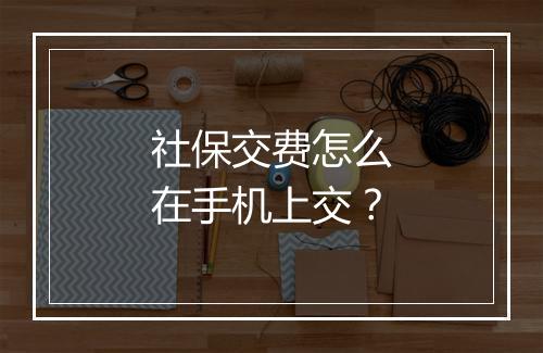 社保交费怎么在手机上交？