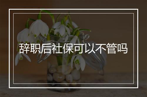 辞职后社保可以不管吗