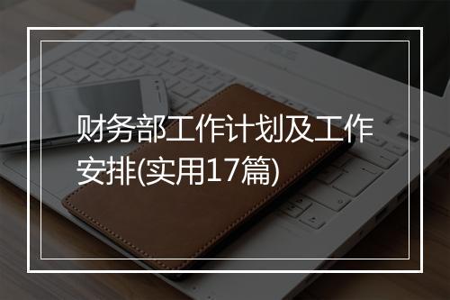 财务部工作计划及工作安排(实用17篇)