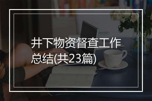 井下物资督查工作总结(共23篇)