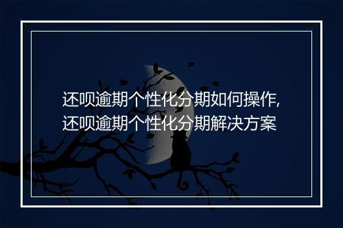 还呗逾期个性化分期如何操作,还呗逾期个性化分期解决方案