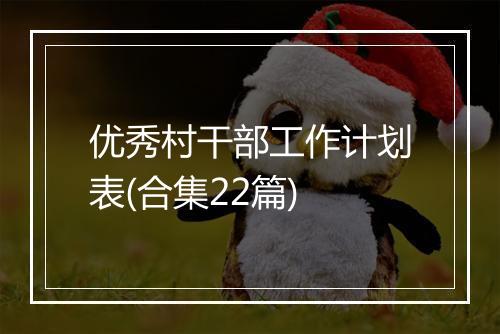 优秀村干部工作计划表(合集22篇)