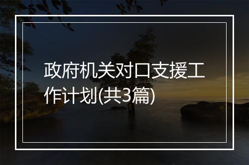 政府机关对口支援工作计划(共3篇)