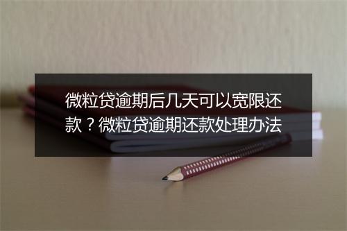 微粒贷逾期后几天可以宽限还款？微粒贷逾期还款处理办法