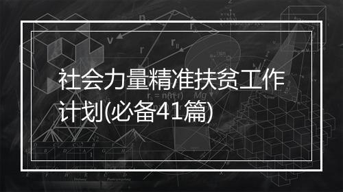 社会力量精准扶贫工作计划(必备41篇)