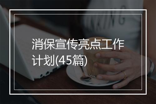 消保宣传亮点工作计划(45篇)
