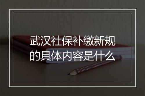 武汉社保补缴新规的具体内容是什么
