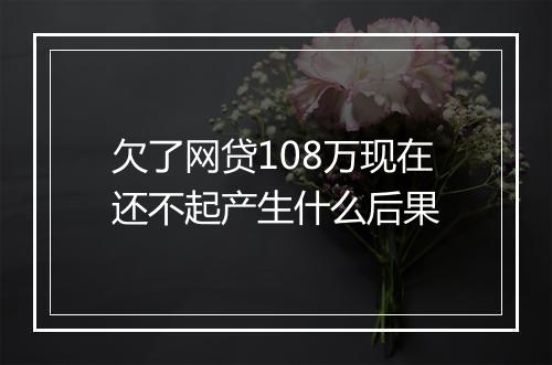 欠了网贷108万现在还不起产生什么后果