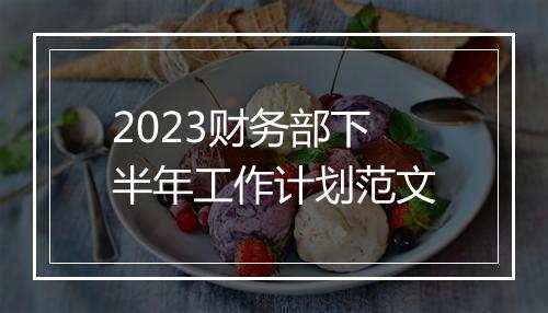 2023财务部下半年工作计划范文