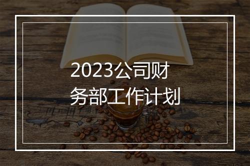 2023公司财务部工作计划
