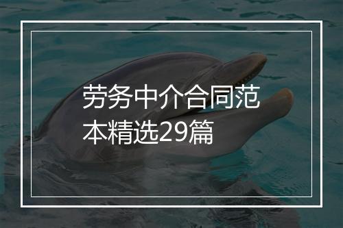 劳务中介合同范本精选29篇