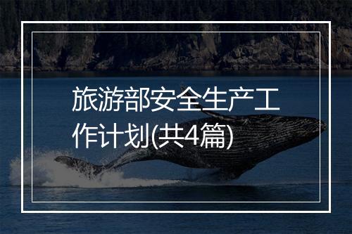 旅游部安全生产工作计划(共4篇)