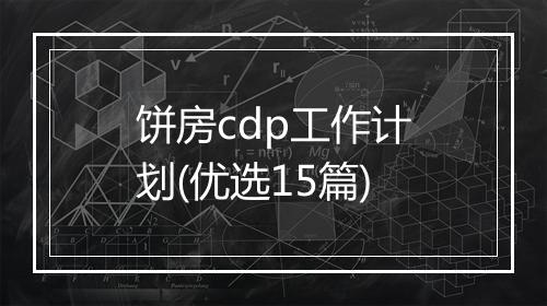 饼房cdp工作计划(优选15篇)