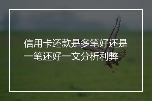 信用卡还款是多笔好还是一笔还好一文分析利弊