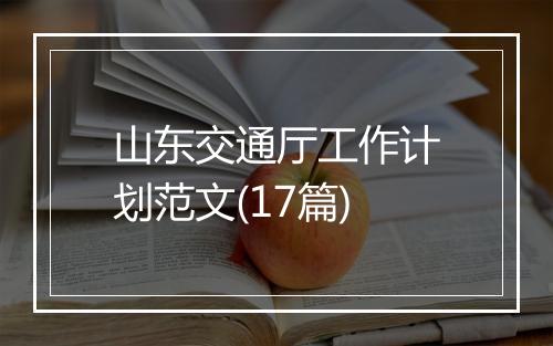 山东交通厅工作计划范文(17篇)