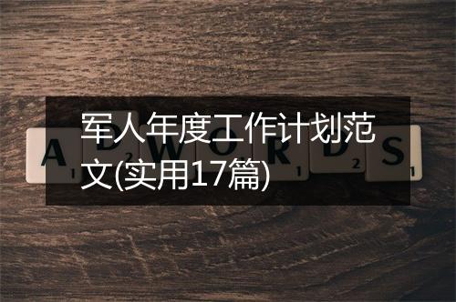 军人年度工作计划范文(实用17篇)