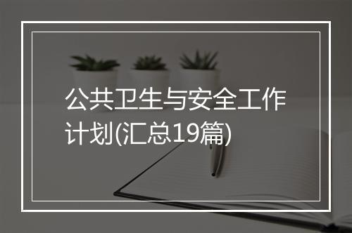 公共卫生与安全工作计划(汇总19篇)
