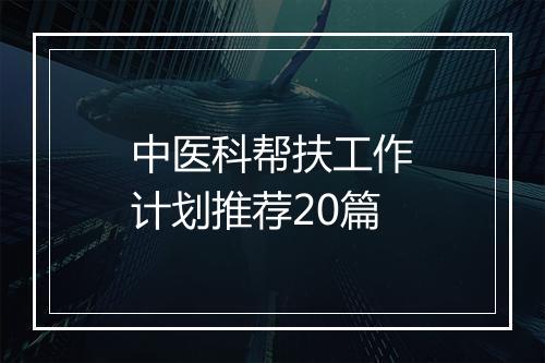 中医科帮扶工作计划推荐20篇