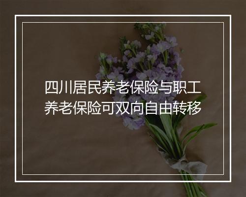 四川居民养老保险与职工养老保险可双向自由转移