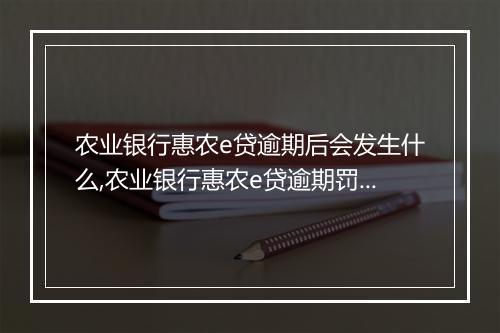 农业银行惠农e贷逾期后会发生什么,农业银行惠农e贷逾期罚息怎么计算
