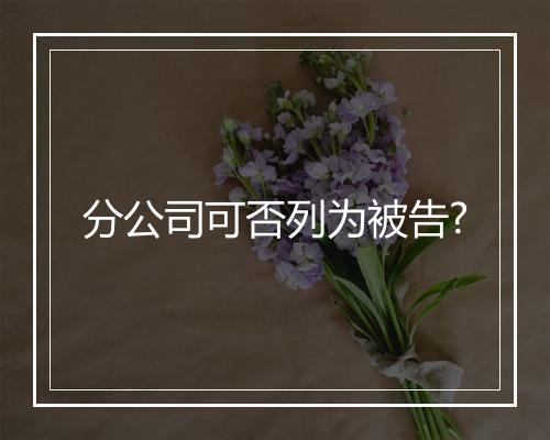 分公司可否列为被告?
