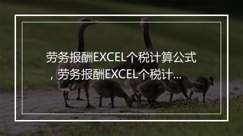 劳务报酬EXCEL个税计算公式，劳务报酬EXCEL个税计算公式是什么