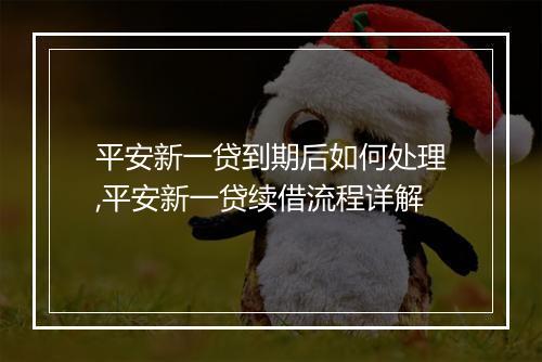 平安新一贷到期后如何处理,平安新一贷续借流程详解