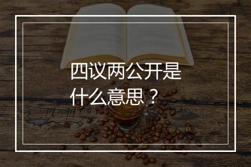 四议两公开是什么意思？