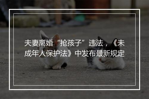 夫妻离婚“抢孩子”违法，《未成年人保护法》中发布最新规定