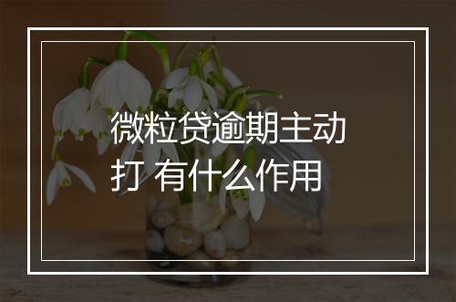 微粒贷逾期主动打 有什么作用