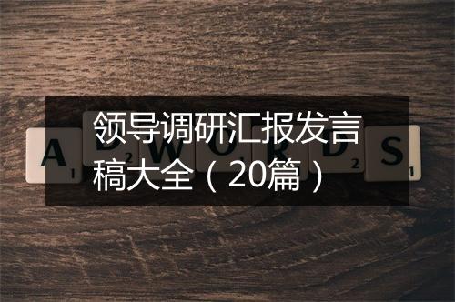 领导调研汇报发言稿大全（20篇）